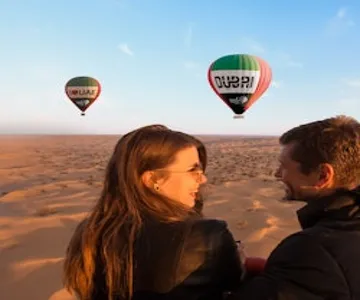 Dubai Hot Air Balloon Flight with Vintage Land Rover Drive & Gourmet Breakfast